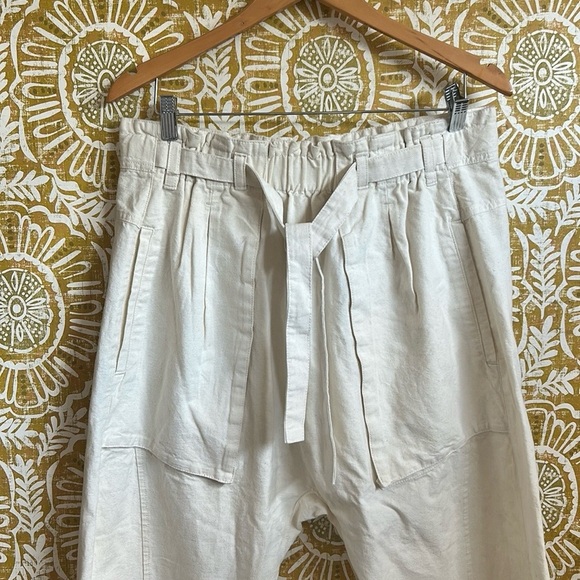 NWT Free People Sky Rider Cotton-Linen Blend Straight Leg Pants in Ecru Sz L - Picture 11 of 13